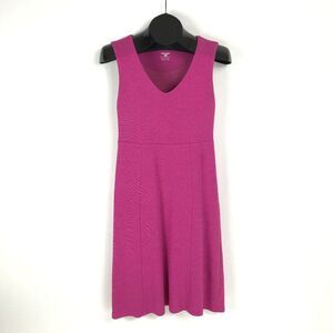 Horny Toad Sleeveless V-Neck Dress Women's XS Pink Stripe Summer Activewear Knit